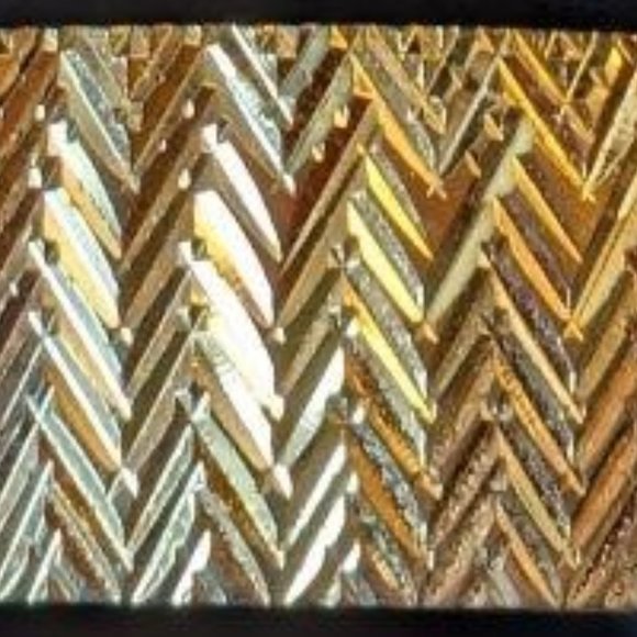 Mod Gold-tone Cut-Brass Bangle Bracelet Substantial Elegant Vintage Atomic Age - Picture 11 of 16